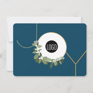 Joy Business Logo Happy Holidays Blue Holiday Card