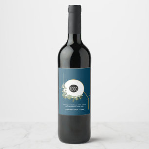 Joy Business Logo Happy Holidays Blue Wine Label
