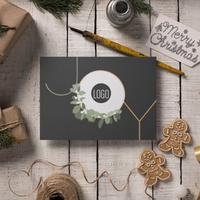 Joy Business Logo Happy Holidays No photo Holiday Card (Creator Uploaded)