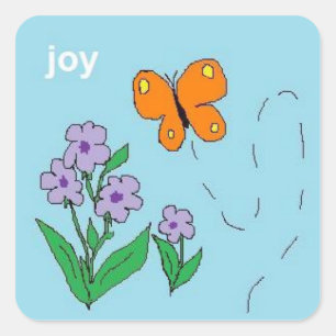 joy butterfly square sticker