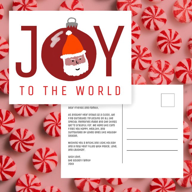 JOY Charming Santa Christmas Ornament Xmas  Holiday Postcard (JOY Charming Santa Christmas Ornament Xmas Holiday Postcard
)