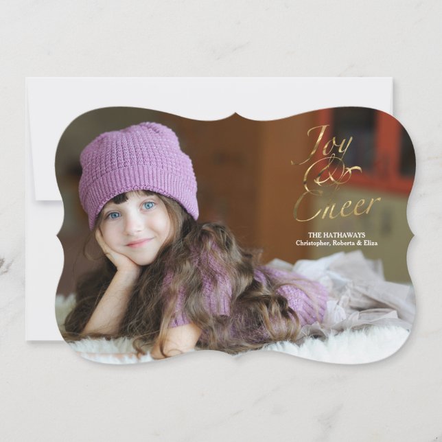 Joy & Cheer  Holiday Photo Card (Front)
