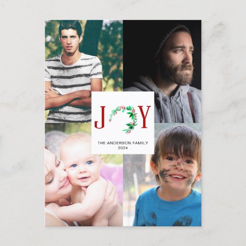 Joy Christmas 4 Photo Collage Family Pictures Postcard
