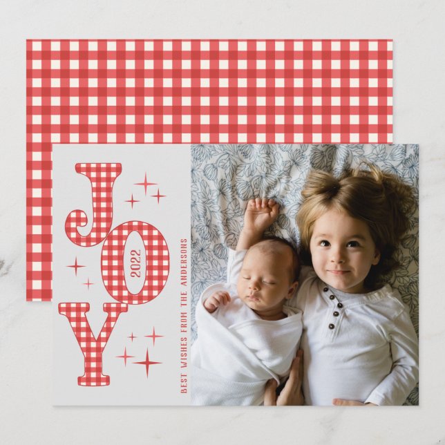 Joy Christmas and New Year Holiday Photo Card (Front/Back)