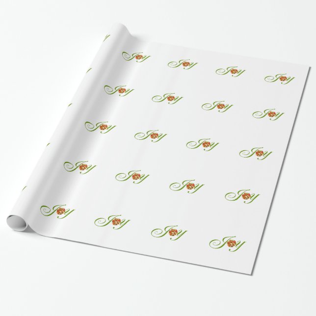 Joy Christmas Bells Xmas Holiday Design Wrapping Paper (Unrolled)