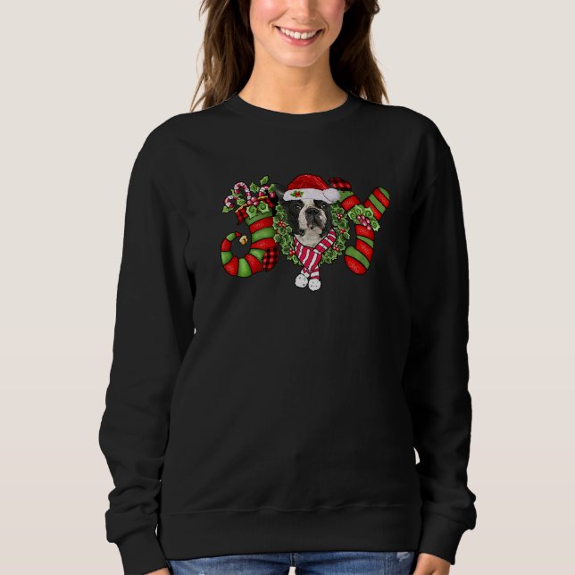 Joy Christmas Boston Terrier Dog Santa Pajamas Xma Sweatshirt (Front)