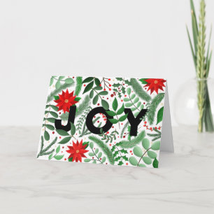 Joy Christmas Botanical (on White) Folded Holiday Card