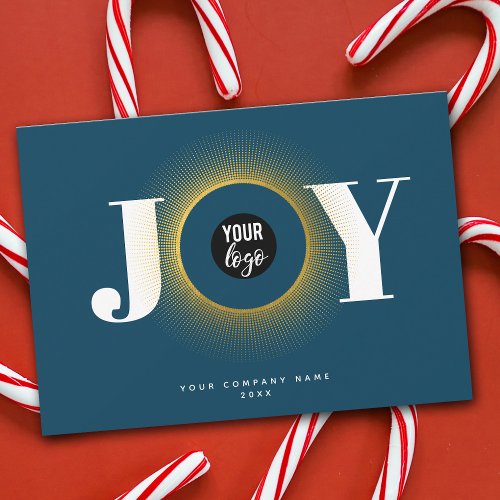 Joy Christmas Business Logo QR Code Corporate Holiday Card
