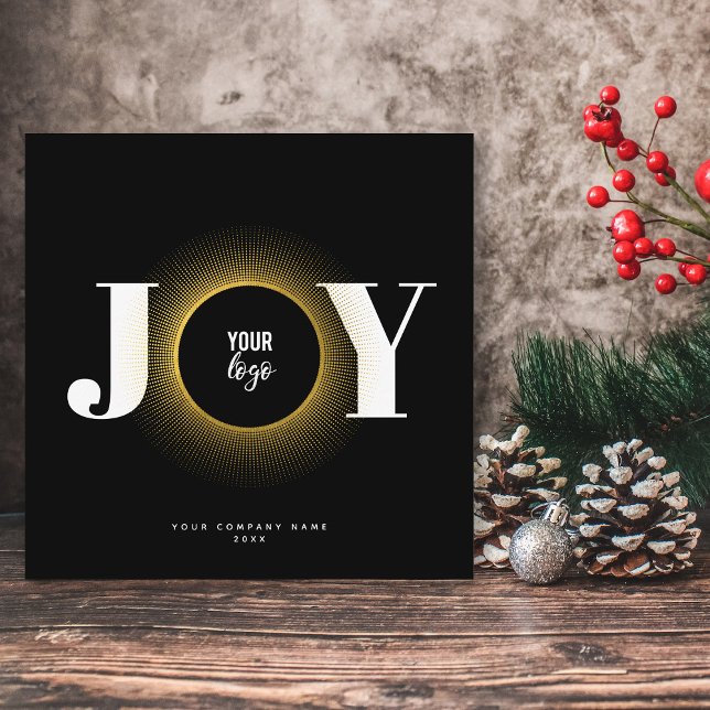 Joy Christmas Business Logo QR Code Corporate Holiday Card (Creator Uploaded)