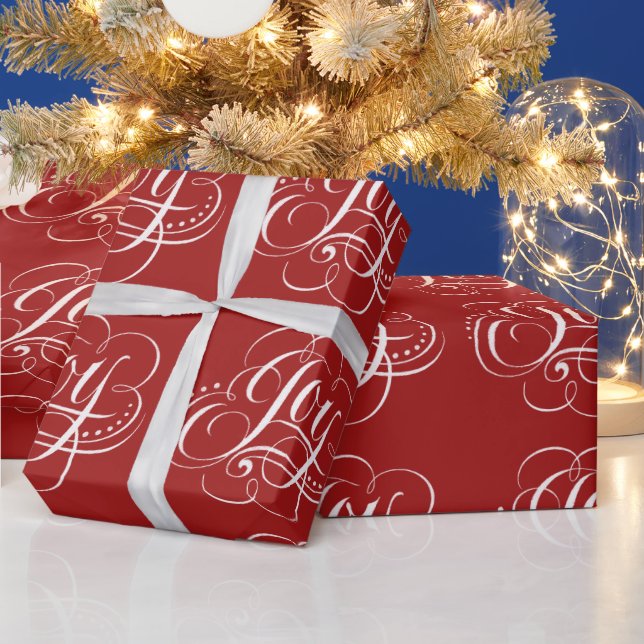 Joy - Christmas Chalk Calligraphy Lettering - Red Wrapping Paper (Holidays)