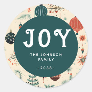 JOY! Christmas Classic Round Sticker
