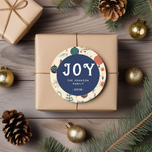 JOY! Christmas Classic Round Sticker