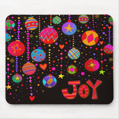 Joy Christmas Colorful Ornaments Inspirivity Mouse Pad