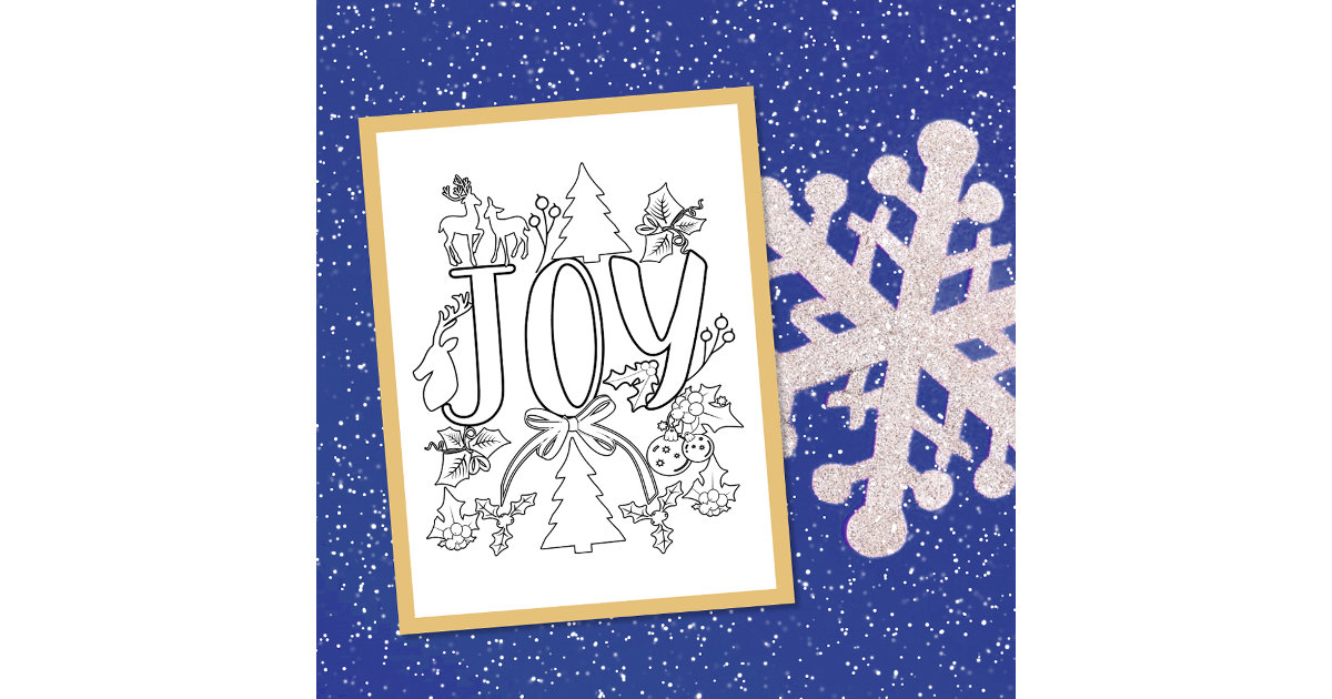 Joy Christmas Coloring Page Activity Card | Zazzle