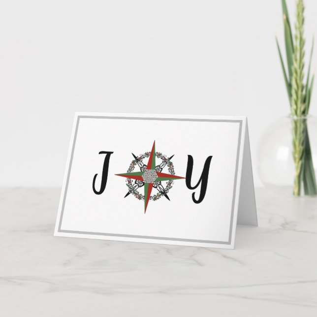 Joy Christmas Compass Rose Card (Front)