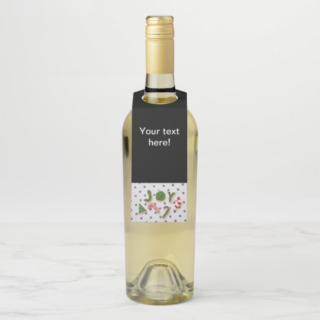 Joy Christmas cookies Bottle Hanger Tag (On Bottle)