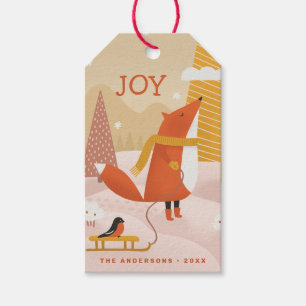 Joy Christmas Cute Joyful Winter Woodland Fox Gift Tags