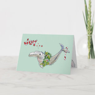 Joy Christmas Dolphin Porpoise of Life Green Holiday Card