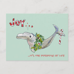Joy Christmas Dolphin Porpoise of Life Holiday Postcard