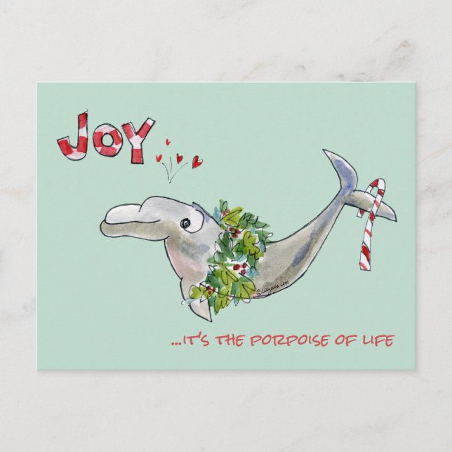 Joy Christmas Dolphin Porpoise of Life Holiday Postcard (Front)