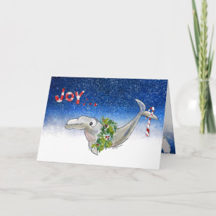Joy Christmas Dolphin Porpoise of Life Stars Holiday Card