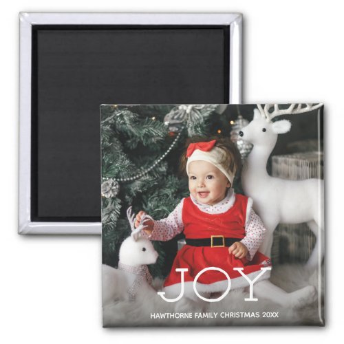 JOY Christmas elegant luxury Custom Photo  Text Magnet