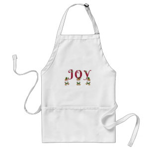 JOY Christmas Elves holding Letters Adult Apron