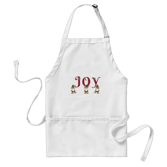 JOY Christmas Elves holding Letters Adult Apron (Front)