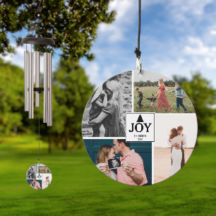Joy Christmas Family Photo Collage Wind Chime