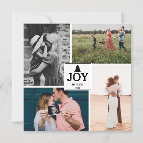 Joy Christmas Family Photo Collage Xmas Card