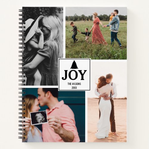 Joy Christmas Family Photo Collage Xmas Notebook