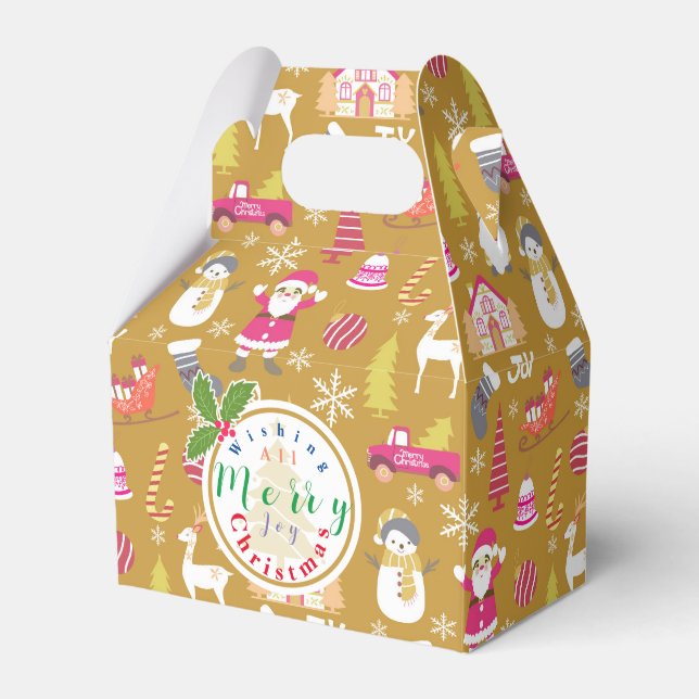 Joy Christmas Gold Favor Boxes (Front Side)