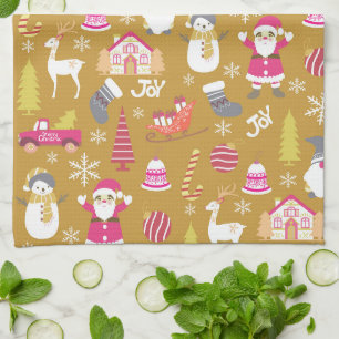 Joy Christmas Gold Kitchen Towel