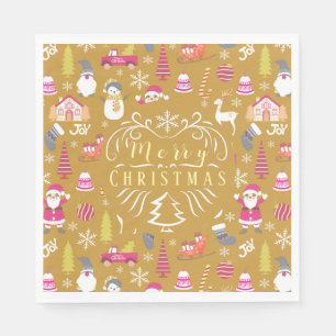 Joy Christmas Gold Napkins