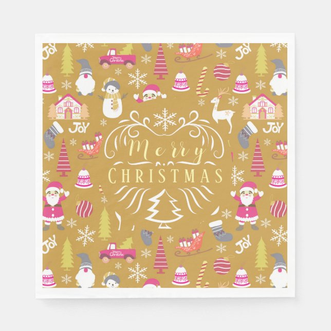 Joy Christmas Gold Napkins (Front)