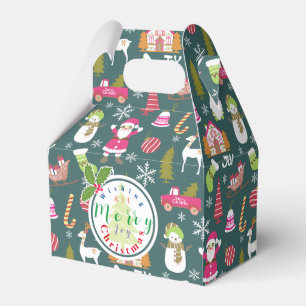 Joy Christmas Green Favor Boxes