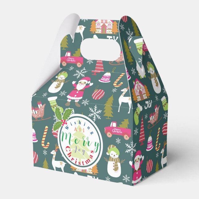 Joy Christmas Green Favor Boxes (Front Side)