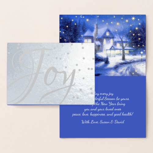 Joy Christmas Holiday Luxury Real Foil Card