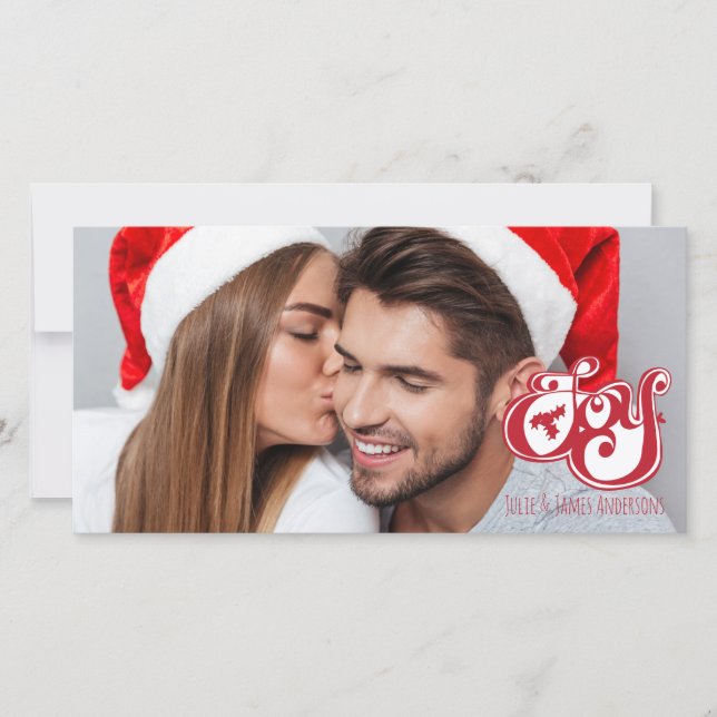 Joy Christmas Holiday Photo Card (Front)