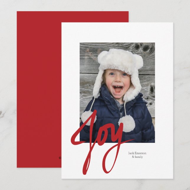 JOY Christmas Holiday Photo Flat Card (Front/Back)