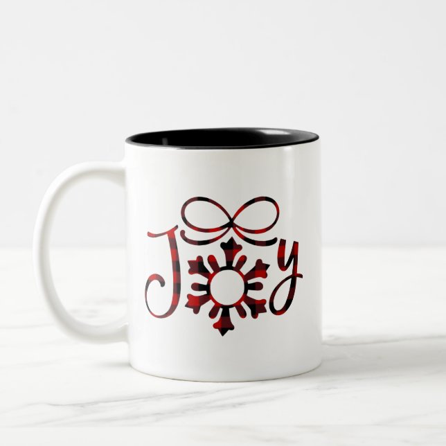 Joy Christmas Joy To The World Joyful Merry Xmas Two-Tone Coffee Mug (Left)