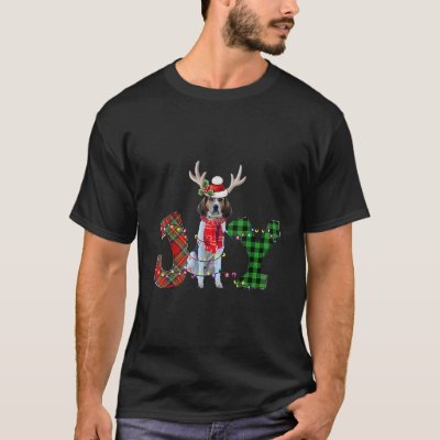 Joy Christmas Lights Treeing Walker Coonhound Dog  T-Shirt