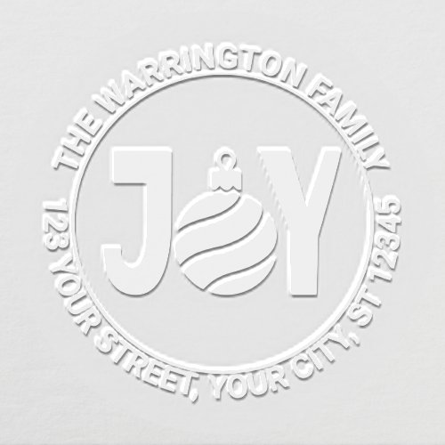JOY Christmas Ornament Name Return Address Embosser