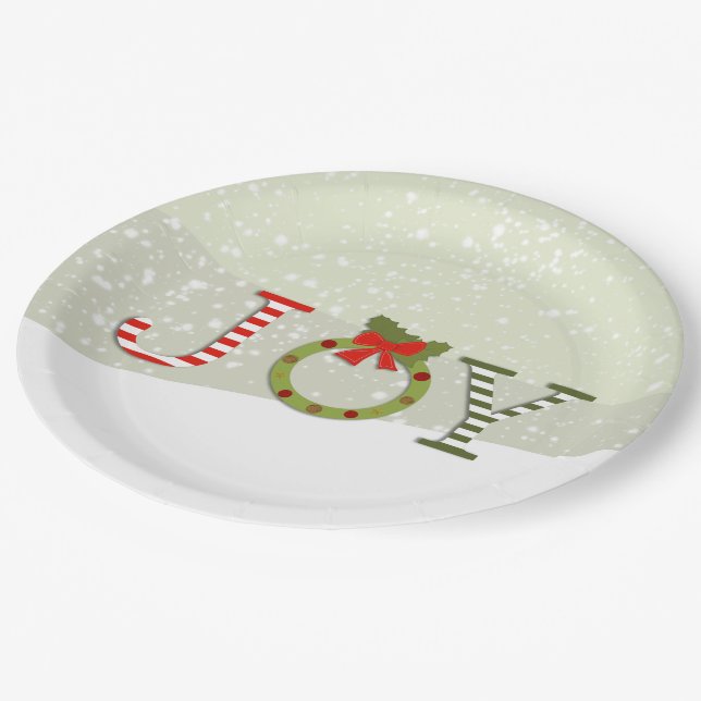 Joy - Christmas Paper Plates (Angled)