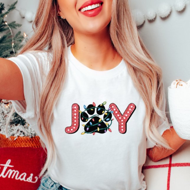 Joy Christmas Paw Print T-Shirt (Creator Uploaded)