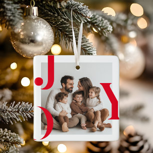 JOY Christmas   Personalized Family Photo Ceramic Ornament