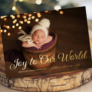 Joy Christmas Photo Foil Baby Announcement 