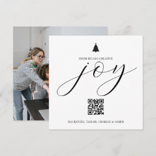 Joy Christmas Photo QR Code Personalized Business Holiday Card