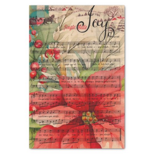 Joy Christmas Poinsettia Musical  Tissue Paper