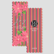Joy Christmas Poinsettia Stripe Business Logo Gift